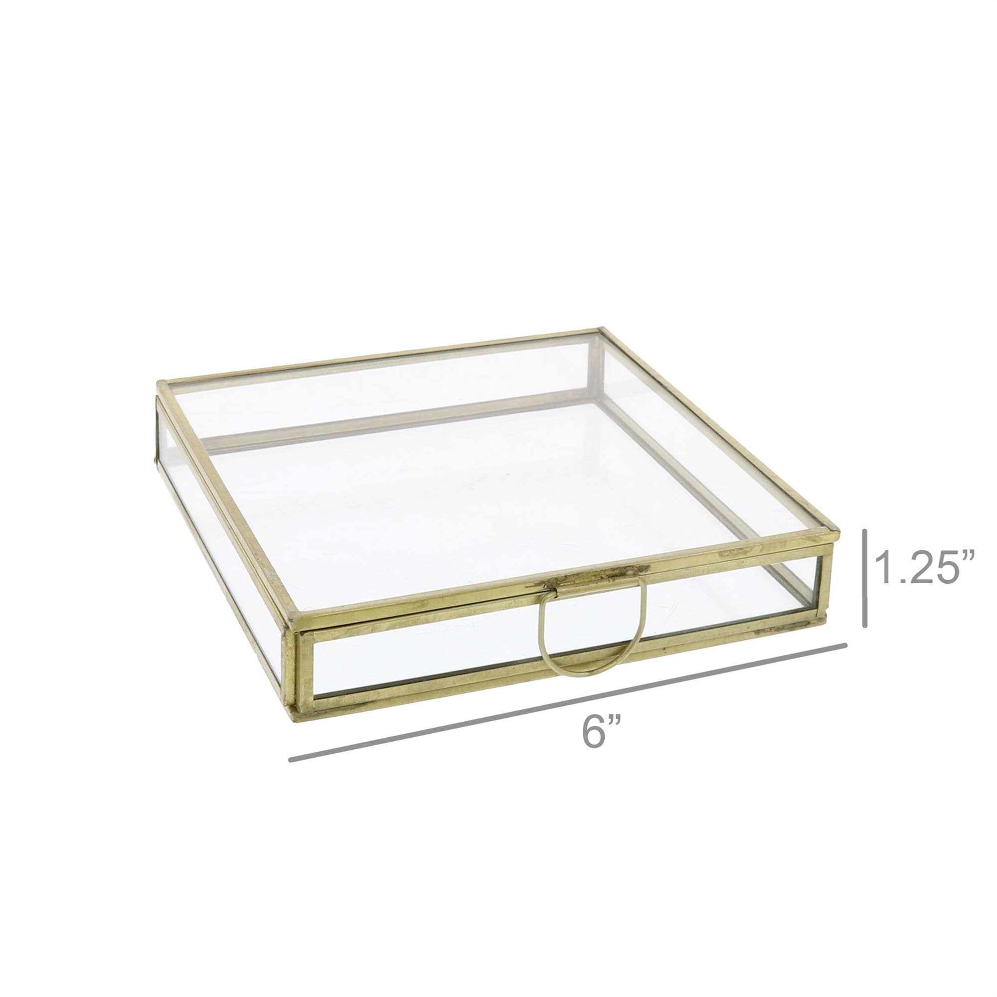 HomArt - Venta al por mayor Joyero/organizador de joyas - Caja cuadrada plana Monroe pequeña de latón1