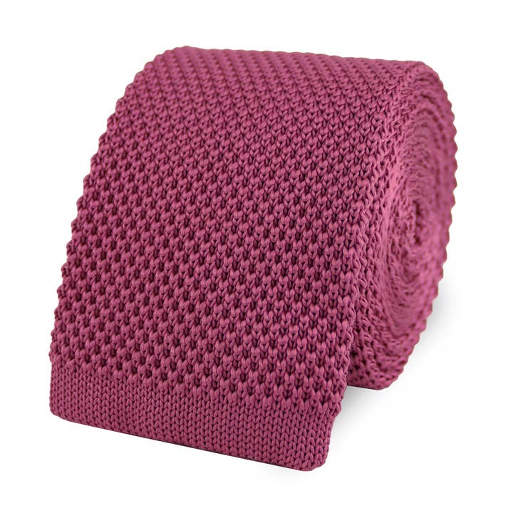 Men's Square End Knitted Tie - Dark Pink for wholesale by THE GENTS LAB