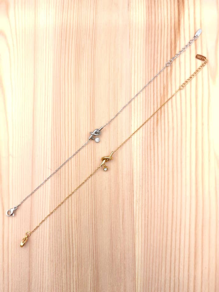 Knot & Rhinestone Bracelet – Steel for wholesale by SHEERA