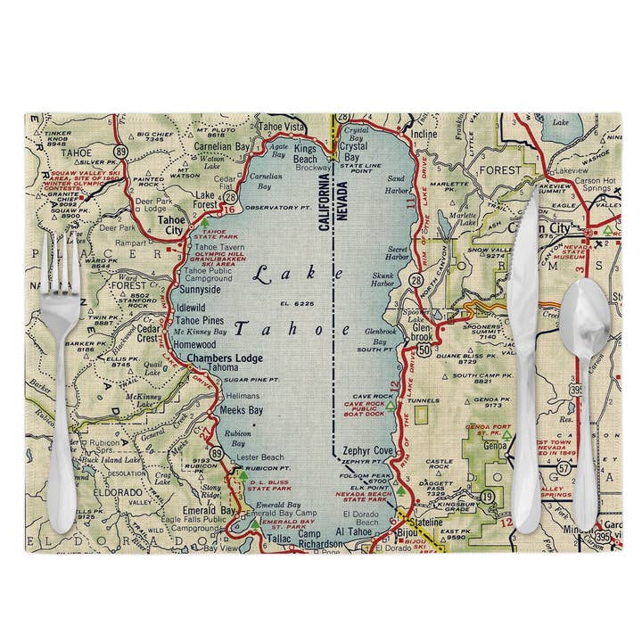 Lake Tahoe California Nevada Set de 4 sets de table pour la vente par Daisy Mae Designs