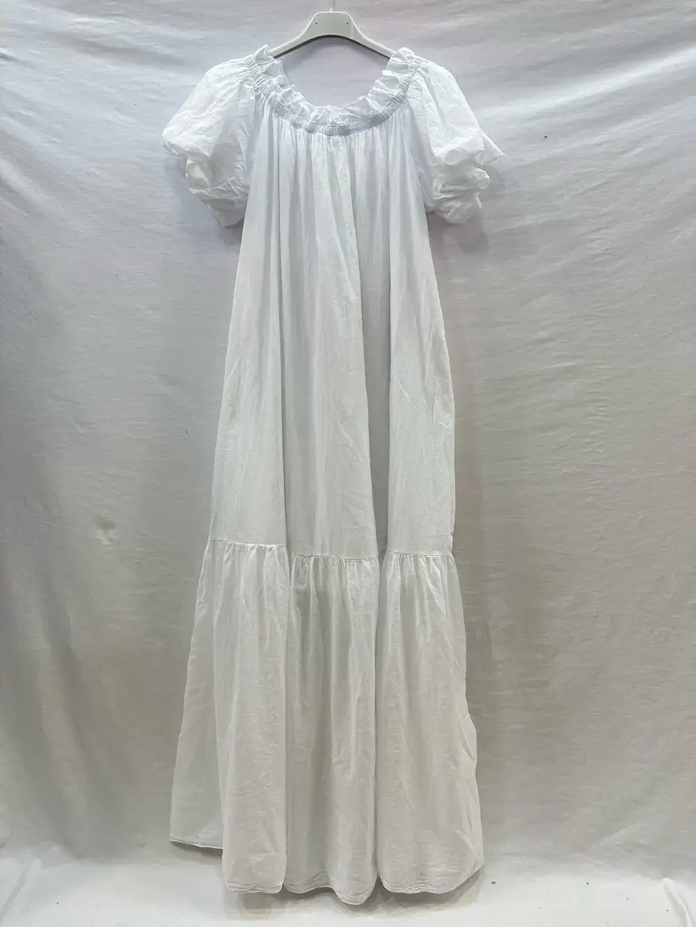 Mimi & Gogo - Wholesale Jurk - Dames - Lange Jurk van Katoenen Voile met Volants @27043_RLDouble17