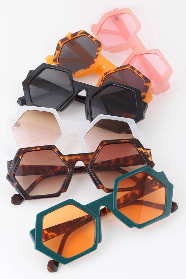 3AM BY H&D ACCESSORIES - Wholesale Sunglasses – Women's - Bright Tinted Hexagon Sunglasses0