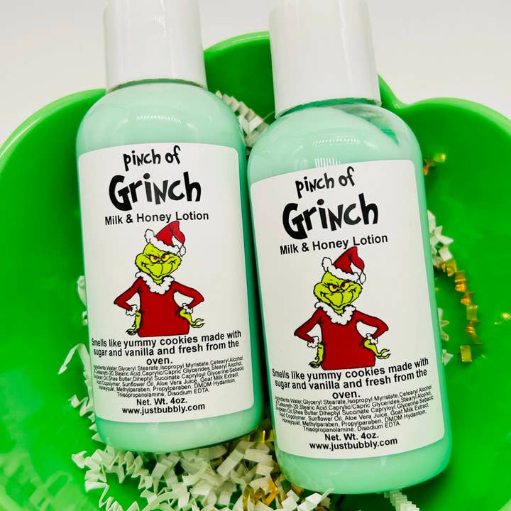 Just Bubbly - Wholesale Hand & Body Lotion - Pinch Of Grinch Milk & Honey Lotion **Seasonal Best Seller**4