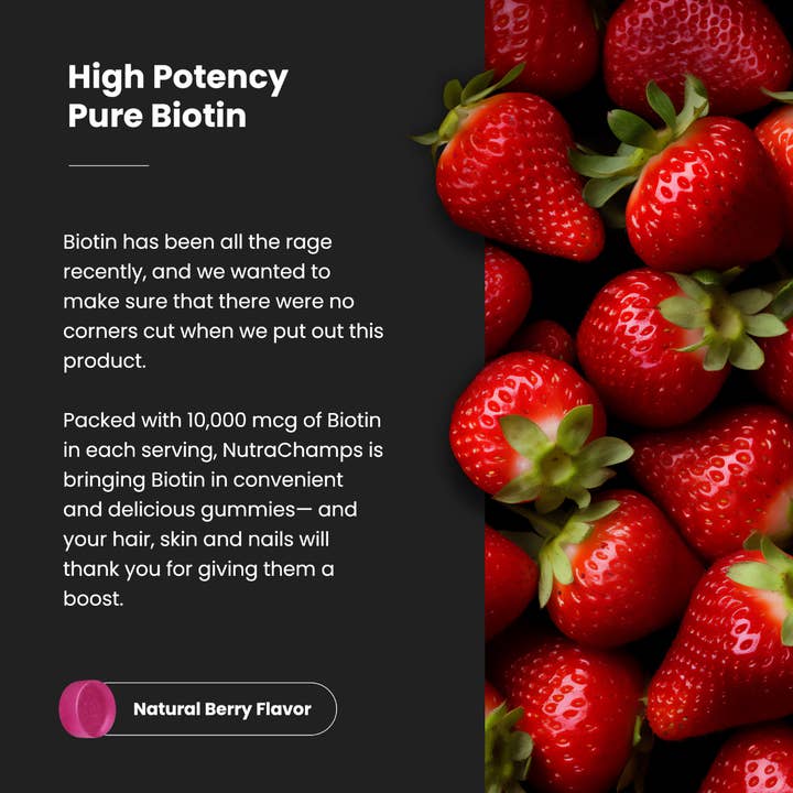 NutraChamps – wholesale Oralt tillskott/Vitamin – Biotin Gummies – stöd för hår, hud och naglar4