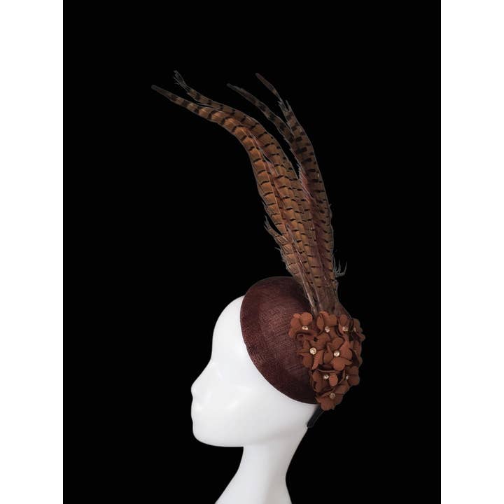 Rehoboth Hats - Wholesale Fascinator Hat - Women's - Sinamay Pillbox Hat with Pheasant Feathers for Events5
