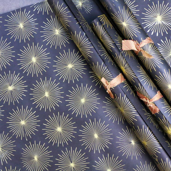North Studio - Wholesale Wrapping Paper Roll - Black and Gold Burst Wrapping Paper2