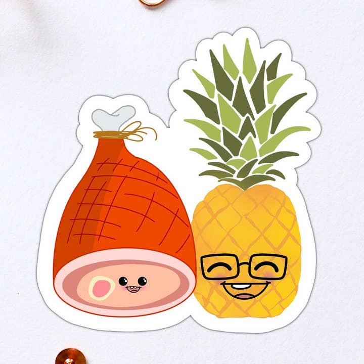 Vinyl Smaakpapillen met ham en ananas voor wholesale door Stick With It Sticker Co