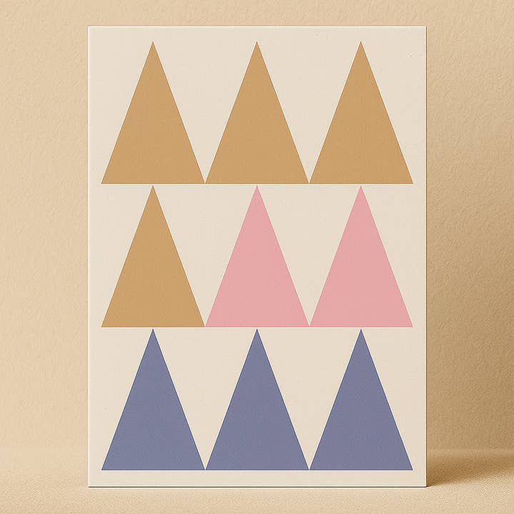 Christmas Card & Envelope – “White Lakes No.1” ( Purple Triangle Pattern) for wholesale by Karte Design Berlin