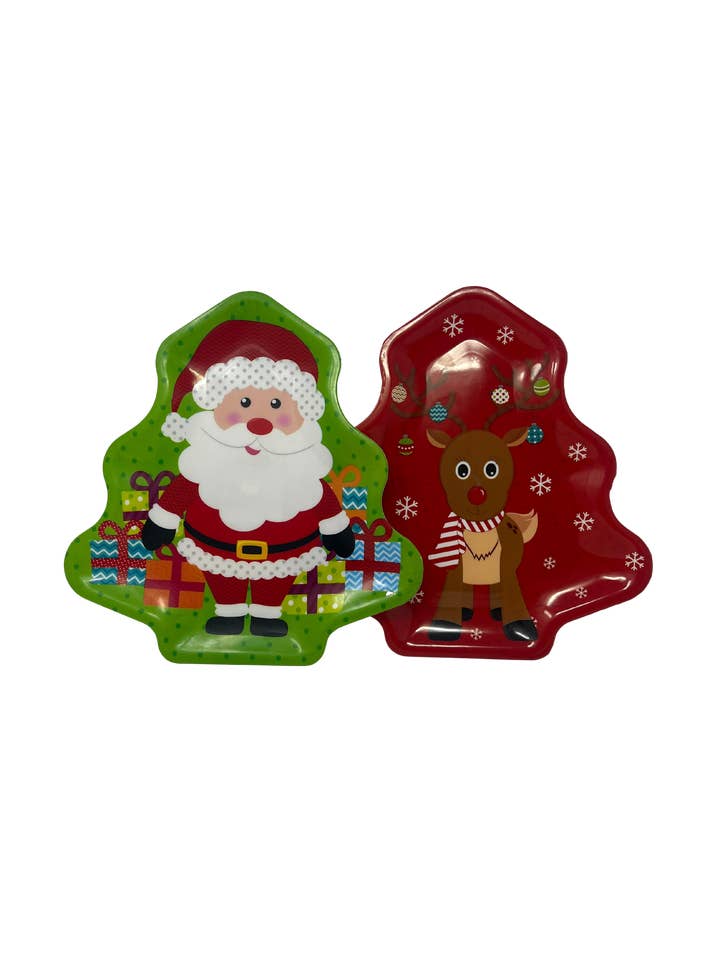 12" Santa/Rudolph Serving Tray for wholesale by USA HomeMax