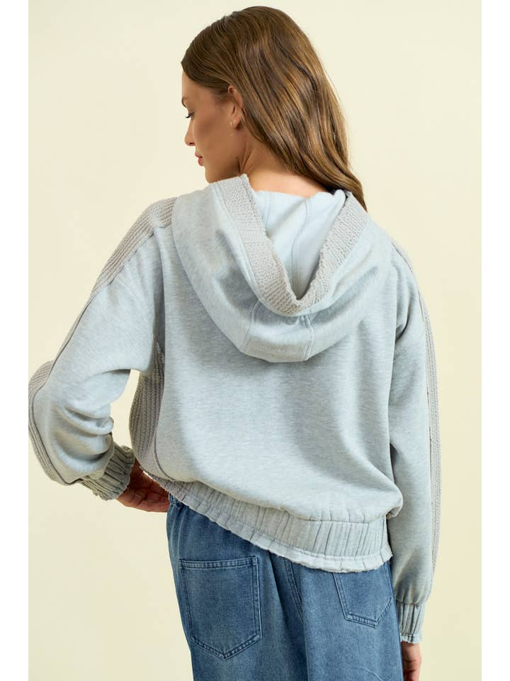 Doe and Rae - Wholesale Sweatshirt - Women's - BRUSHED TERRY MIX MEDIA BLOCK SWEATSHIRT - 45366T13