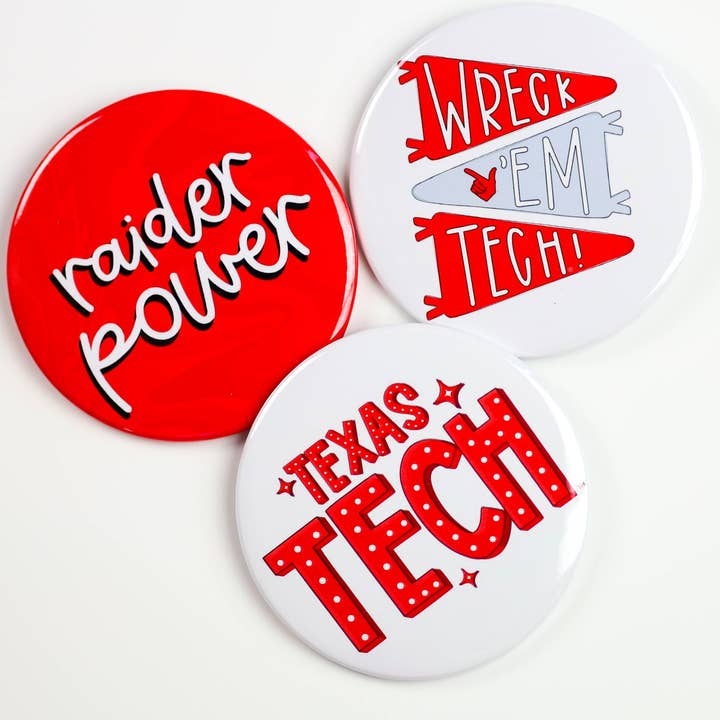 TEXAS TECH Spildagsknapper | Gameday-pins | College-fodbold for engroshandel hos Tailgated Co.
