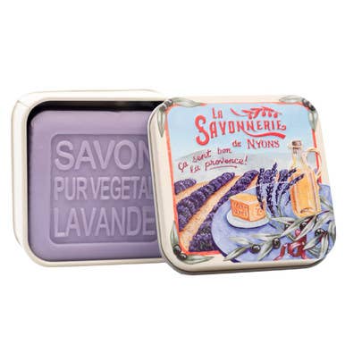 The French Farm - Wholesale Bar Soap - La Savonnerie de Nyons Lavender Fields Soap Tin 3.5oz