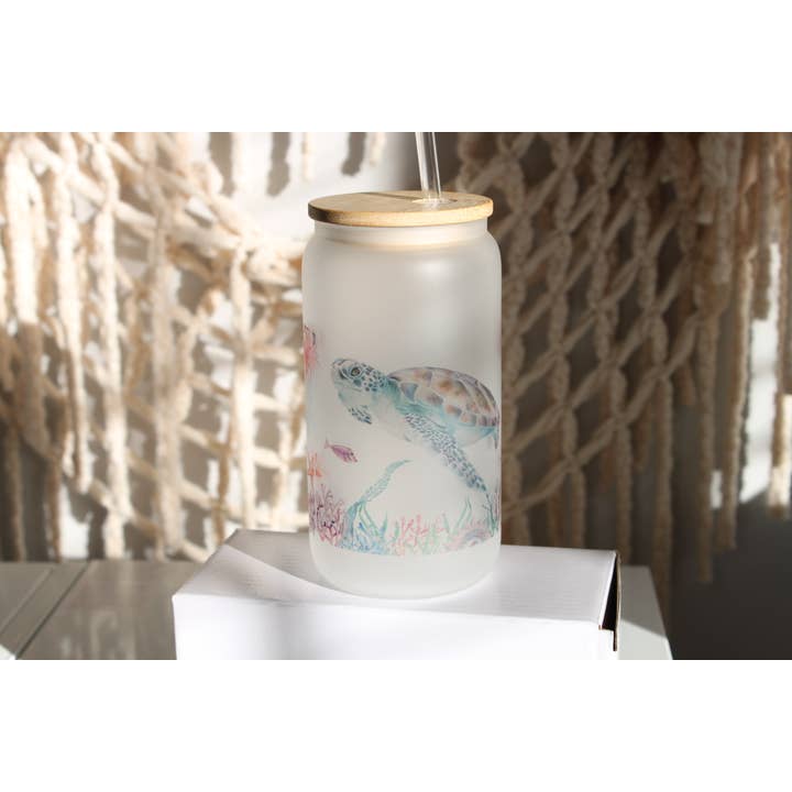 Bicchiere in vetro Sea Turtle per la vendita all'ingrosso da parte di Salty Seas Company