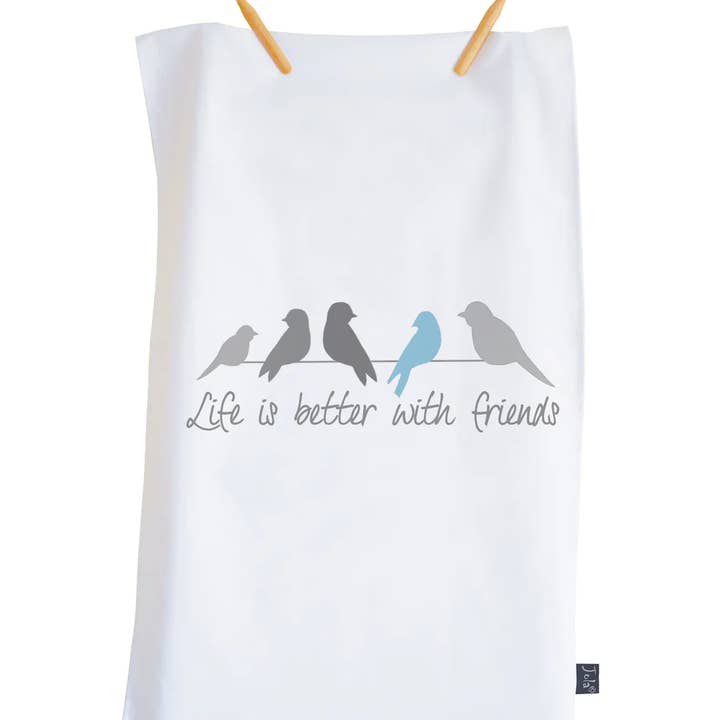 Life Is Better With Friends Blue Tea Towel for wholesale by Jola Designs