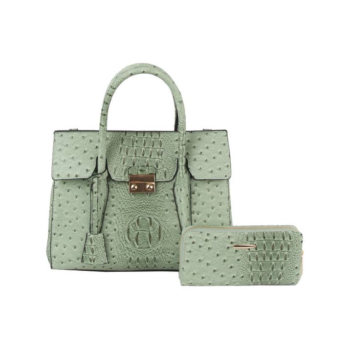 Handbag Factory Corp - Wholesale Top handle bag – women's - 2 in 1 crocodile texture matching top handle bag and purse set7