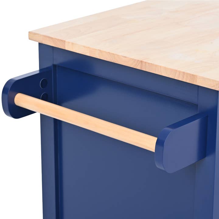 39F Inc. - Wholesale Kitchen Storage/Organizer - 53" Dark Blue Kitchen Island Cart with 8 Drawers & Wood 18