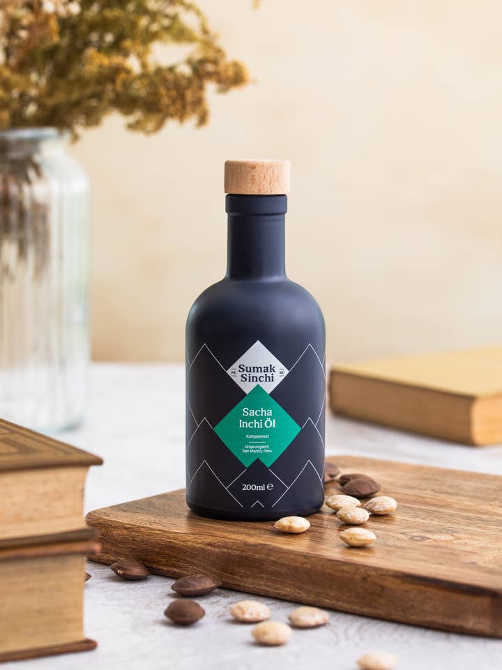 Premium sacha inchi-olie for engroshandel hos Sumak Sinchi