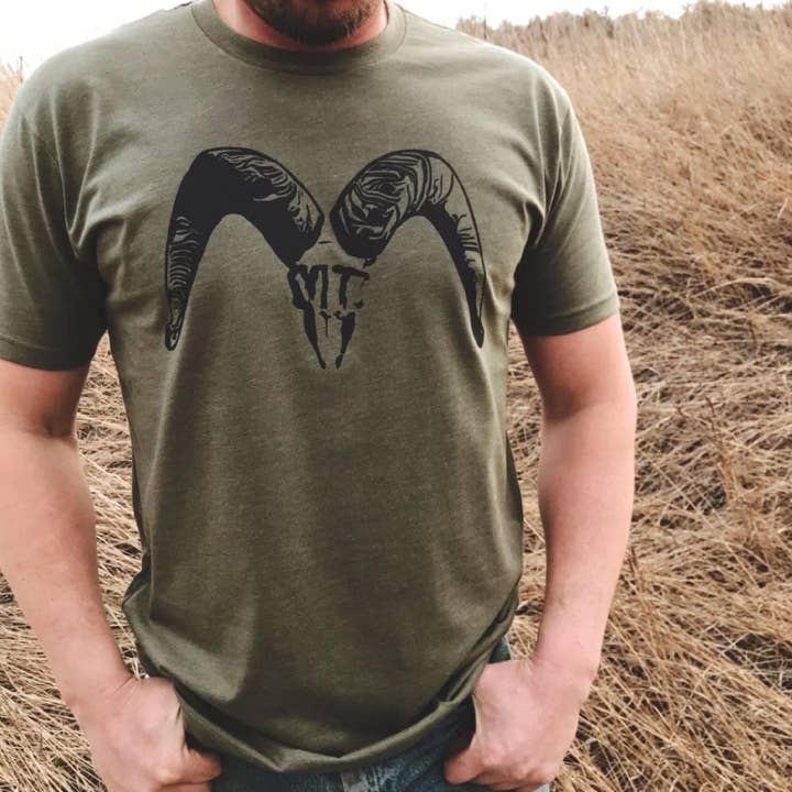 MEN'S MONTANA RAM TEE for wholesale by Back Road Designs