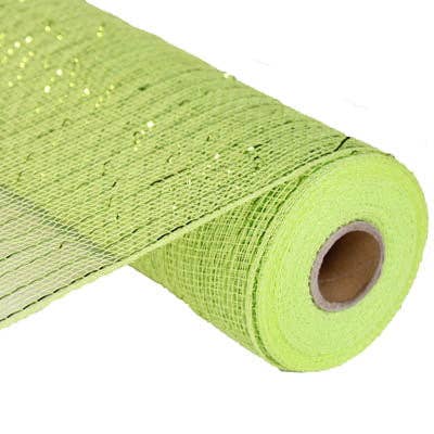 Trendy tree - Wholesale Ribbon - Gift Wrapping - 10" Apple Lime Green Foil Metallic Deco Poly Mesh RE130171