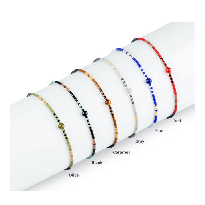 Makarla - Handmade Colombian Jewelry - Wholesale Beaded Bracelet - Minimalist Gemstone Bracelet for Men with Miyuki Beads