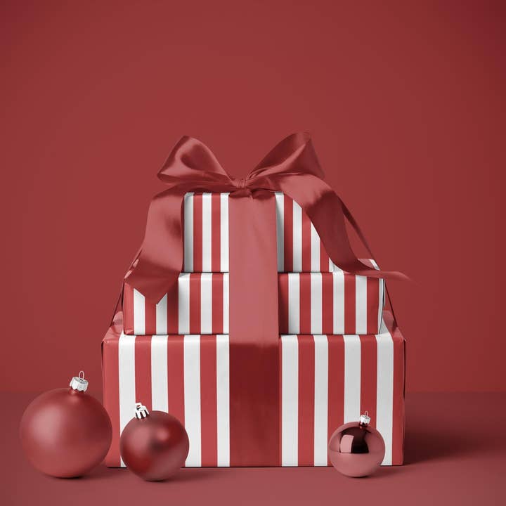 Papier d'emballage à rayures rouges fait sur commande pour la vente par SB Paperie