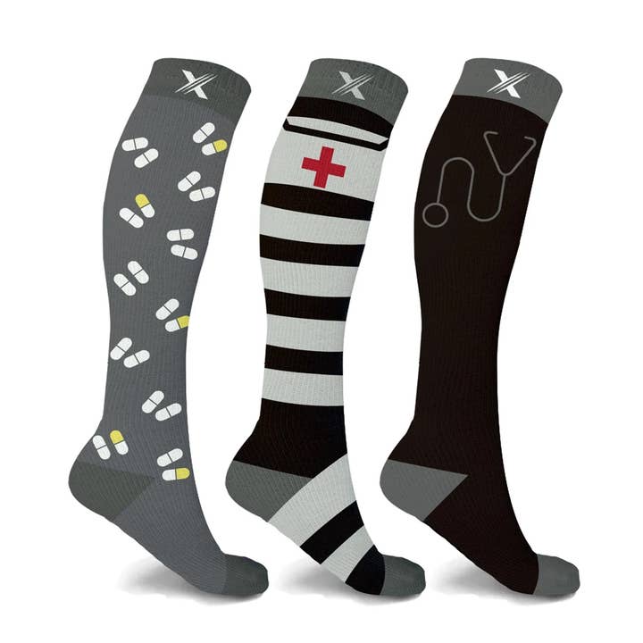 MEDICINE 101 COMPRESSION SOCKS - 3 ASST STYLES for wholesale by Extreme Fit Wholesale
