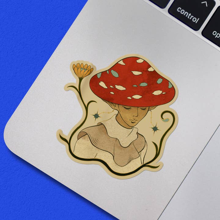 Sticker Bull - Wholesale Sticker - Hand Drawn Illustrated Cute Fairy Pixie Mushroom Cap Sticker