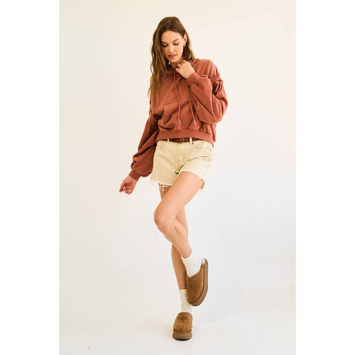 BRICK Washed French Terry Balloon Sleeve Hoodie for wholesale on Faire6