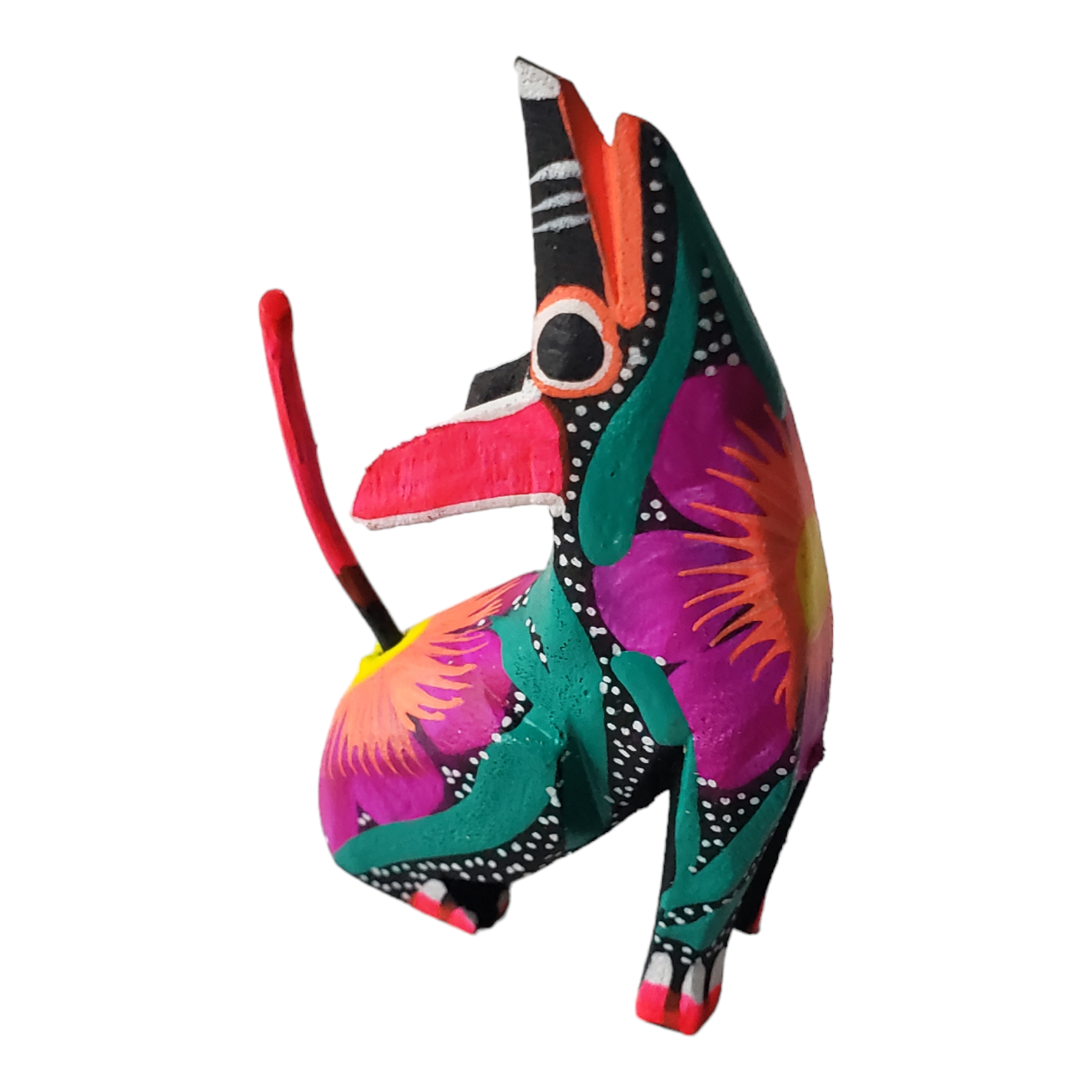 The Little Pueblo - Wholesale Decorative Figurine - Oaxacan Alebrije Coyote Mini Wood Carving Mexican Hand Painted4