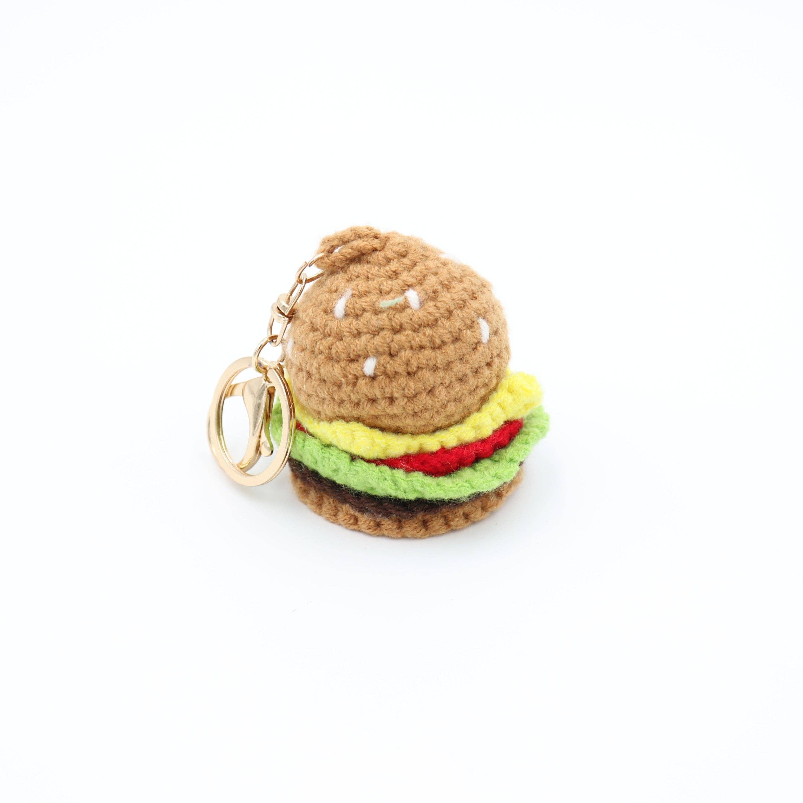 Sparkle Being - Wholesale Keychain - Unisex - Bun Intended: Quirky Knitted Hamburger Keychain2