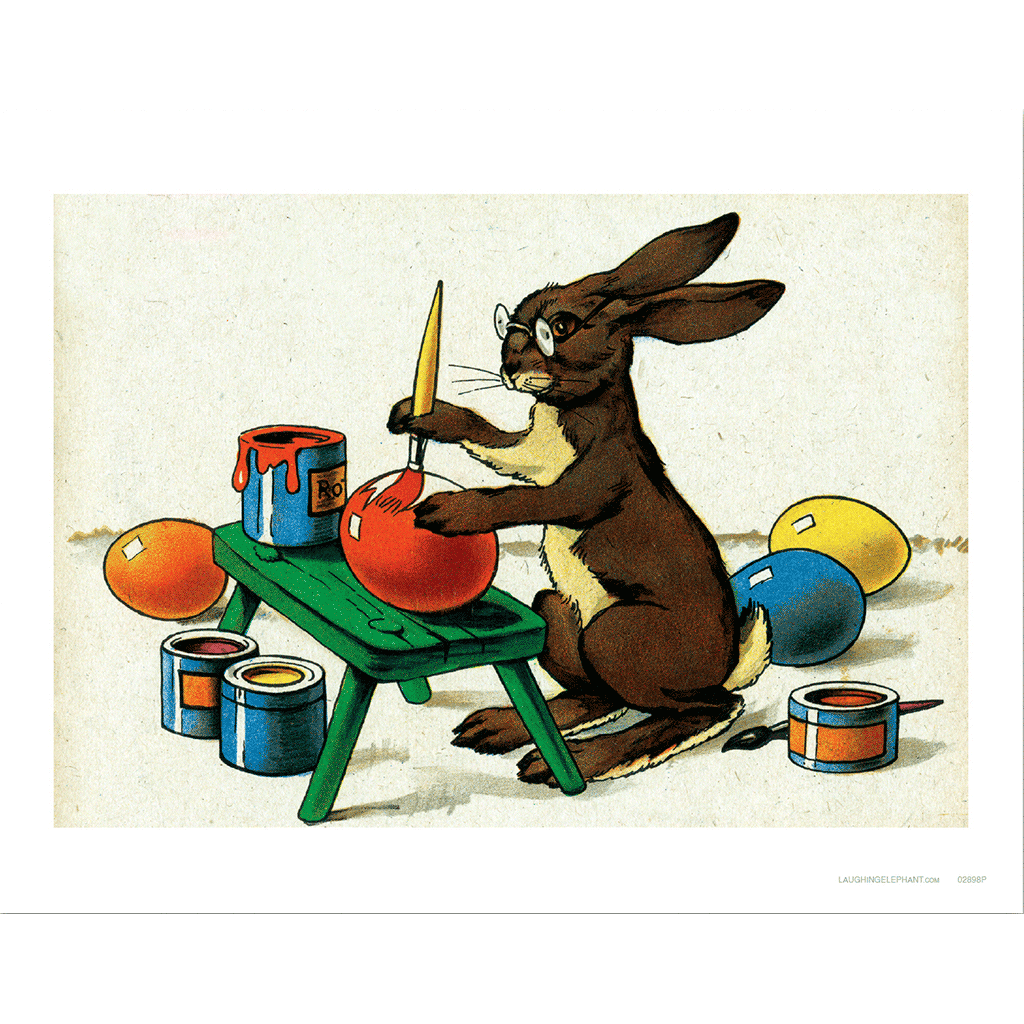 Laughing Elephant – Großhandel Kunstdruck – Der Osterhase bemalt Eier - Osterkunstdruck1