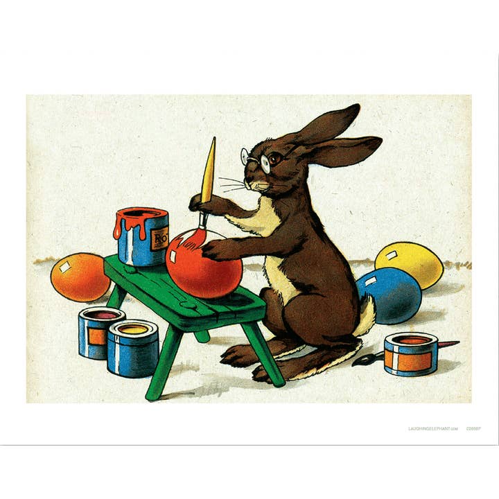Laughing Elephant – wholesale Konsttryck – Påskharen målar ägg - Påskkonsttryck1