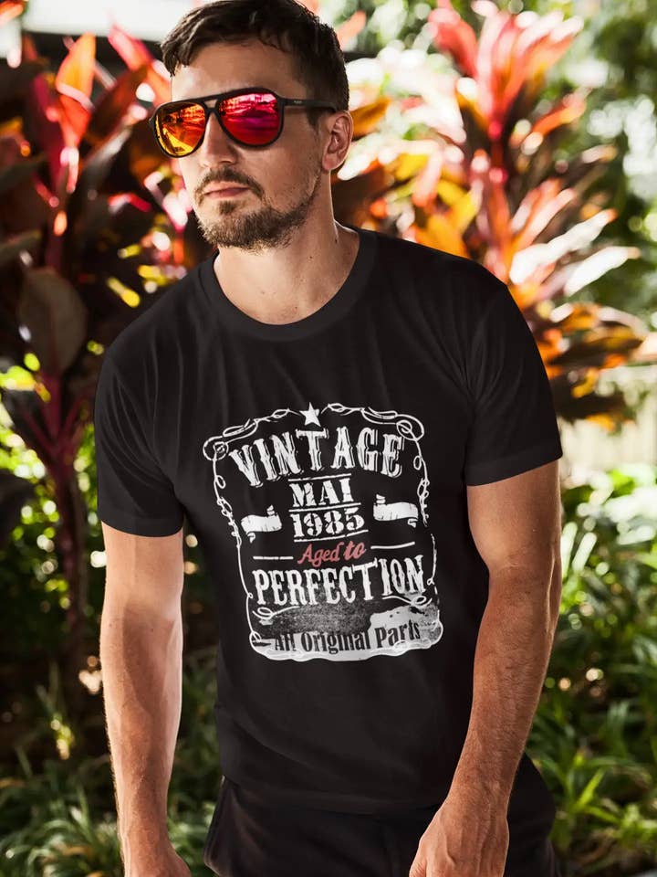 Camiseta vintage Aged to Perfection para hombre 1985, negra, regalo de cumpleaños 00490 para venta al por mayor de ULTRABASIC