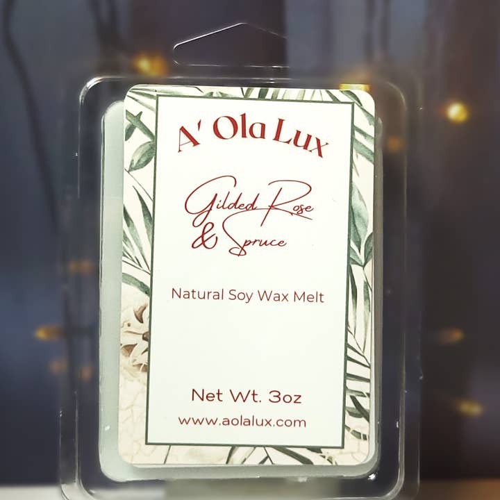 Gilded Rose & Spruce Wax melt for wholesale by A'OLA LUX