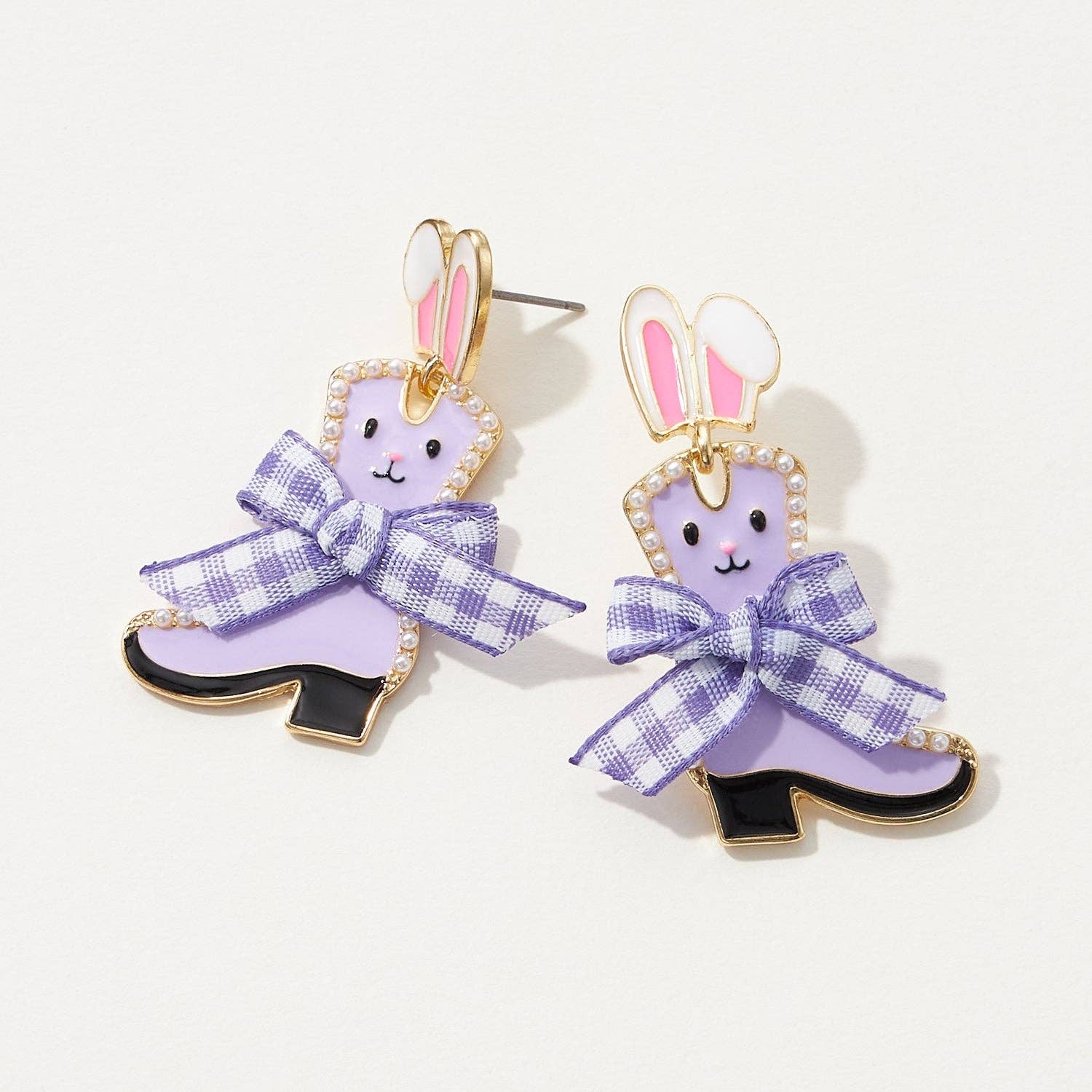 Lilla Haven - Vente Boucles d'oreilles pendantes - Boucles d'oreilles en forme de lapin de Pâques en émail2