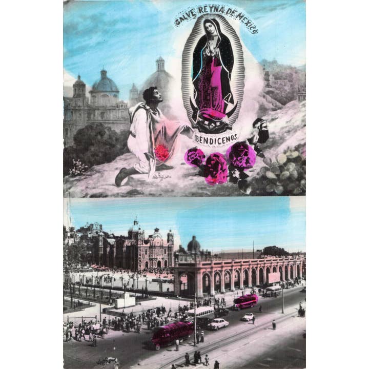 Tesoros Trading Company - Vendita all'ingrosso Biglietti religiosi - Cartolina Religiosa Dipinta a Mano, Mx. - Vergine di Guadalupe, PSC1