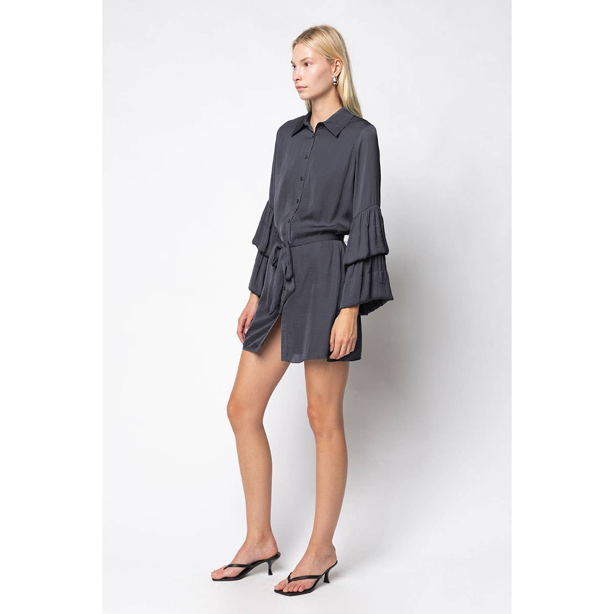 Naked Zebra - Venta al por mayor Vestido - Mujer - Minivestido camisero con mangas acampanadas14