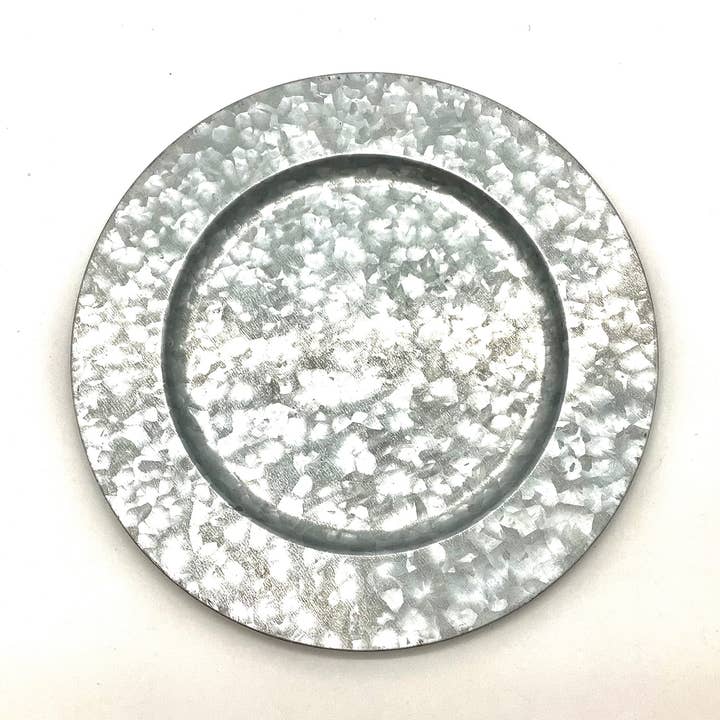 Charger Plate Galvanized Metal Serving Platter 11 inch for wholesale by All Little Cute Things