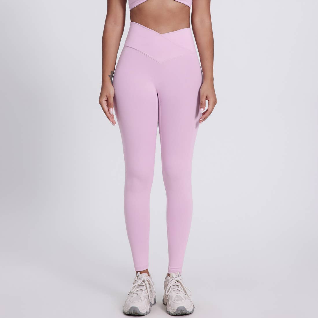 Sodalemon – Engroshandel Sports-/loungeleggings – til kvinder – Sodalemon dameleggings med krydset høj talje i ensfarvet design25