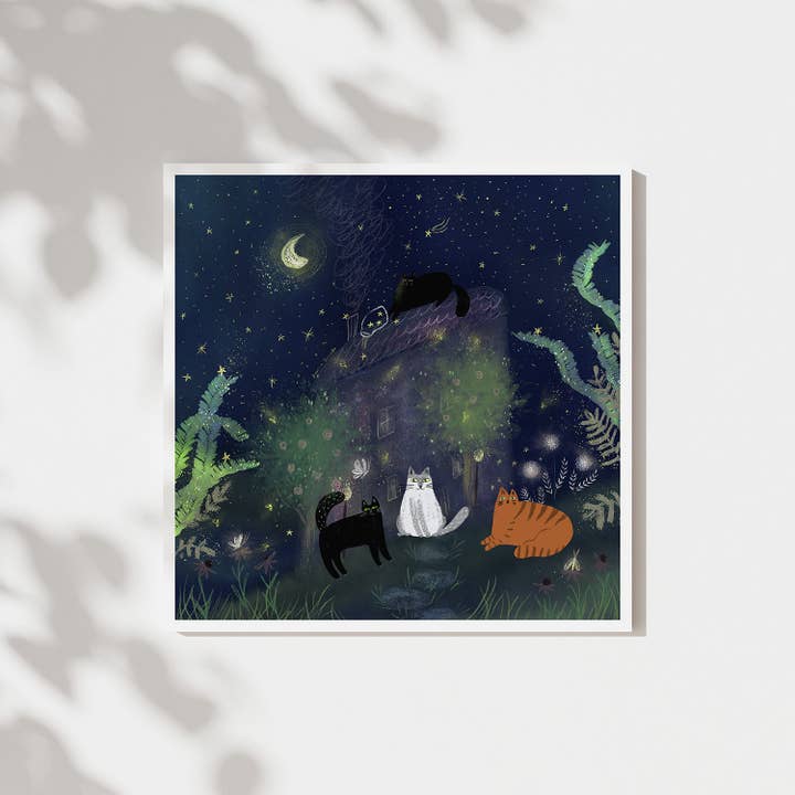 Dariia Dziuba - Wholesale Art Print - Cats Playing with Stars Unframed Art Print3