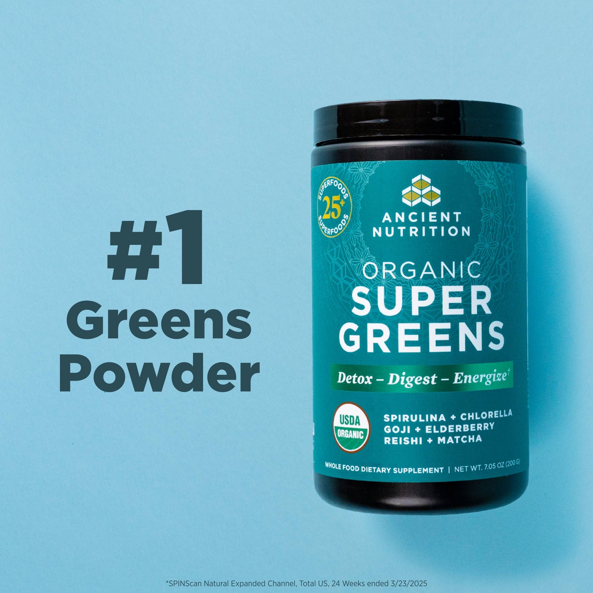 Noir SuperGreens Bio | Saveur de Poudre Verte (25 Portions) en vente sur Faire5