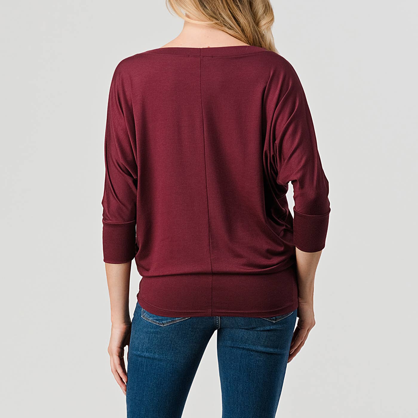 Heimious - Wholesale Knit Top - Women's - 3/4 Dolman Sleeve Round neck Modal Jersey  Top, 250330