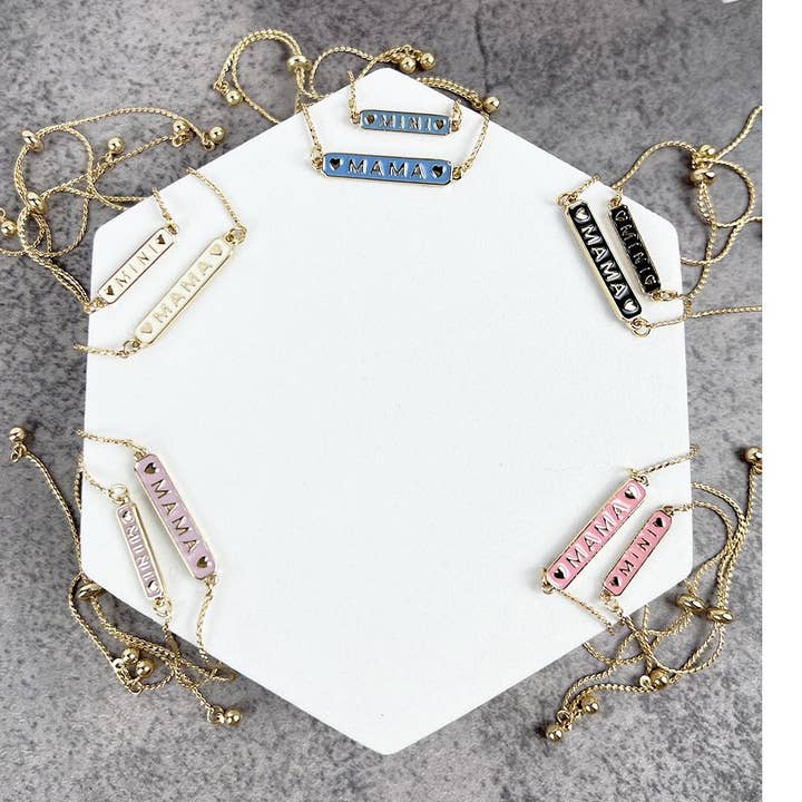 6 5 MAMA MINI ENAMEL BRECELET SET for wholesale by JHP Collection