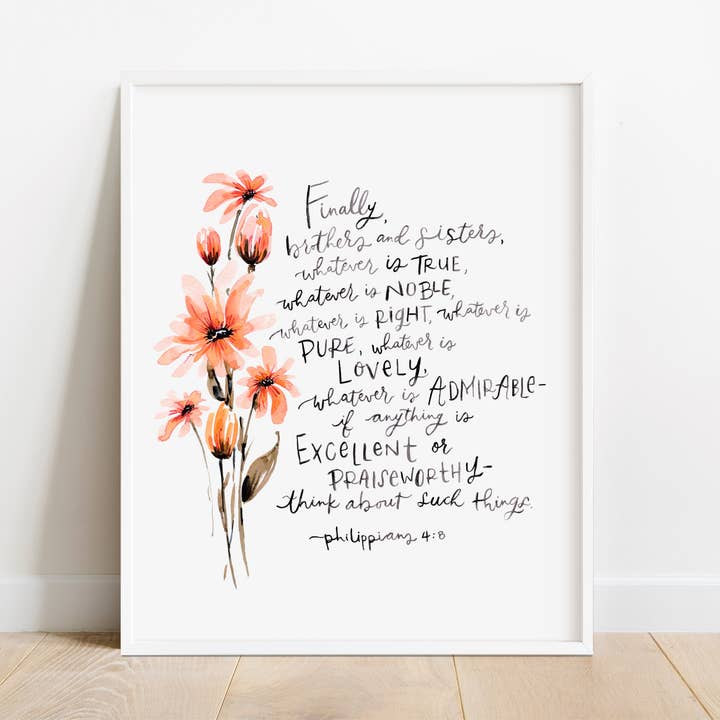 Filippenzen 4:8 Afdruk, Wat mooi is, Bijbelversdruk voor wholesale door Huntington Letters