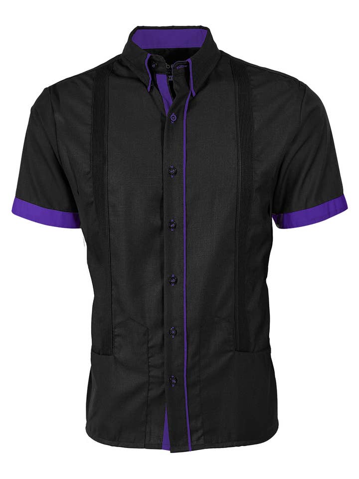 Y.A.Bera Clothing Modern Guayaberas - Wholesale Button Down Shirt - Men's - Couture Black Clásico Norteña Guayabera15