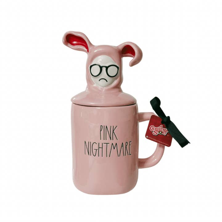 Nevsher Lior - Wholesale Coffee Mug - Rae Dunn Christmas Storyâ„¢ "Pink Nightmare" Mug with Bunny Ralphie Topper | Fun Christmas Story Mug