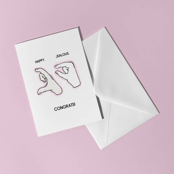 Happy Jealous Congrats Greeting Card for wholesale by Studio CJOY