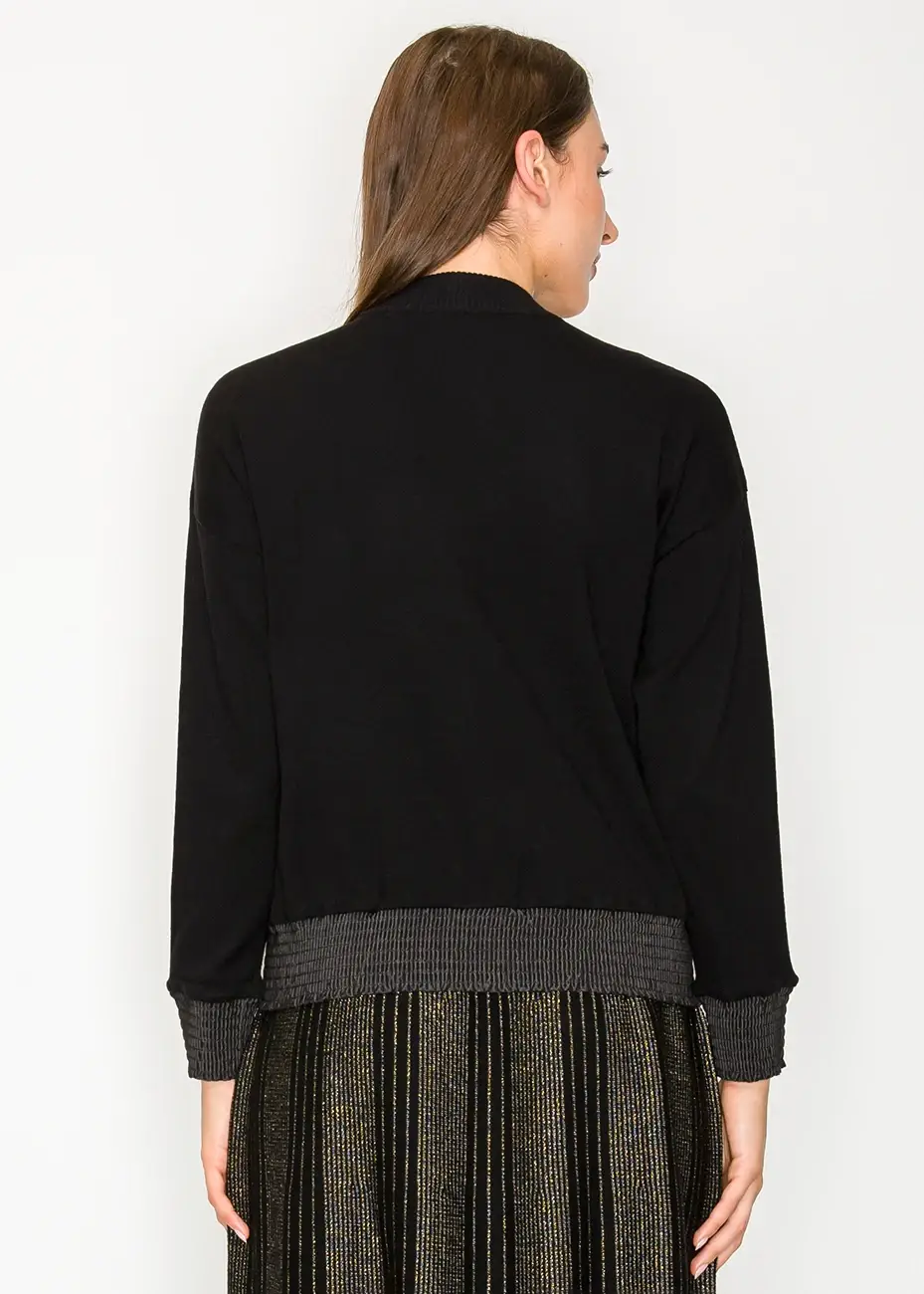 Yal New York – Cardigan - Mulher por atacado – Casaco de Malha Preto com Fecho éclair1