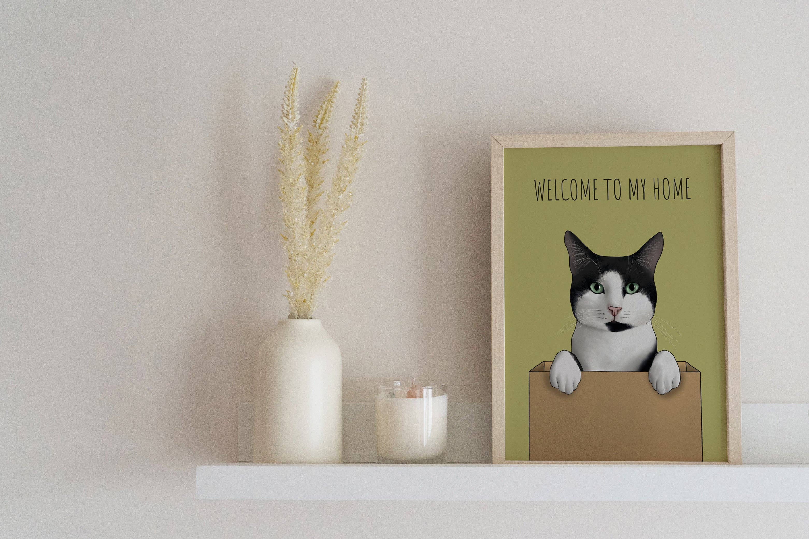 Hayley Jade Design Studio - Wholesale Art Print - Welcome Cat Art Print1