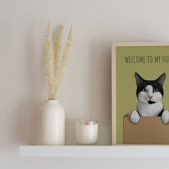 Hayley Jade Design Studio – wholesale Art print – Welcome Cat Art Print1